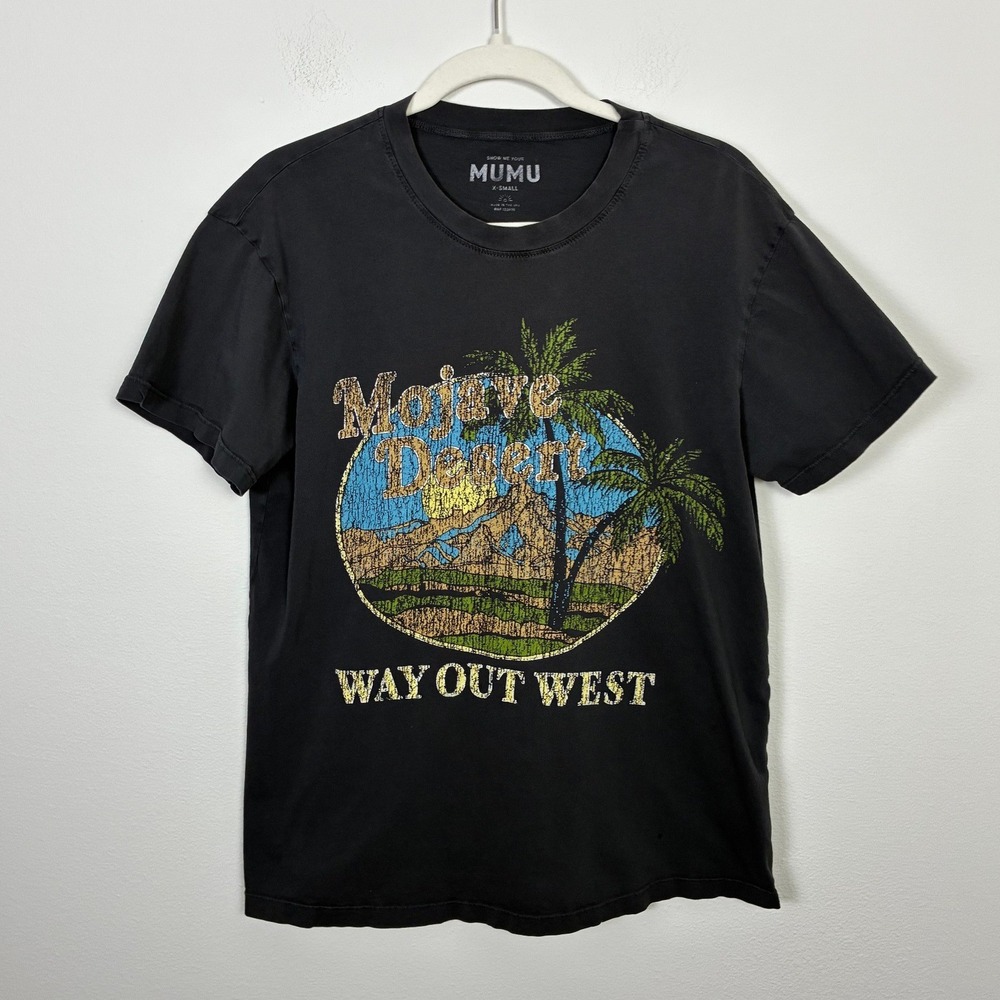 Show Me Your Mumu Mojave Desert Way Out West Graphic Tee Faded Black XS Travel